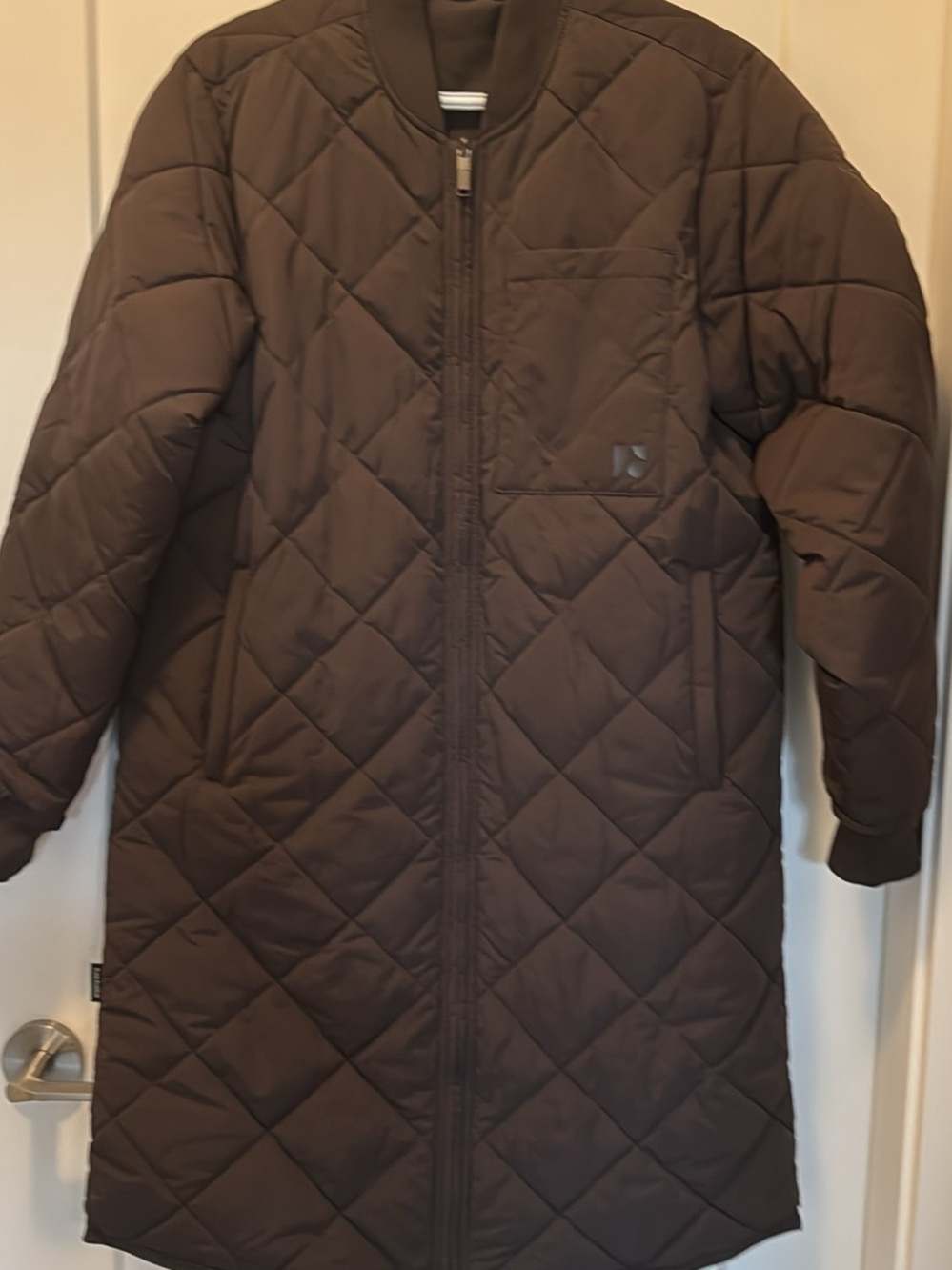 Oak & Fort Quilted Long Puffer Coat - Brown - Picture 1 of 3